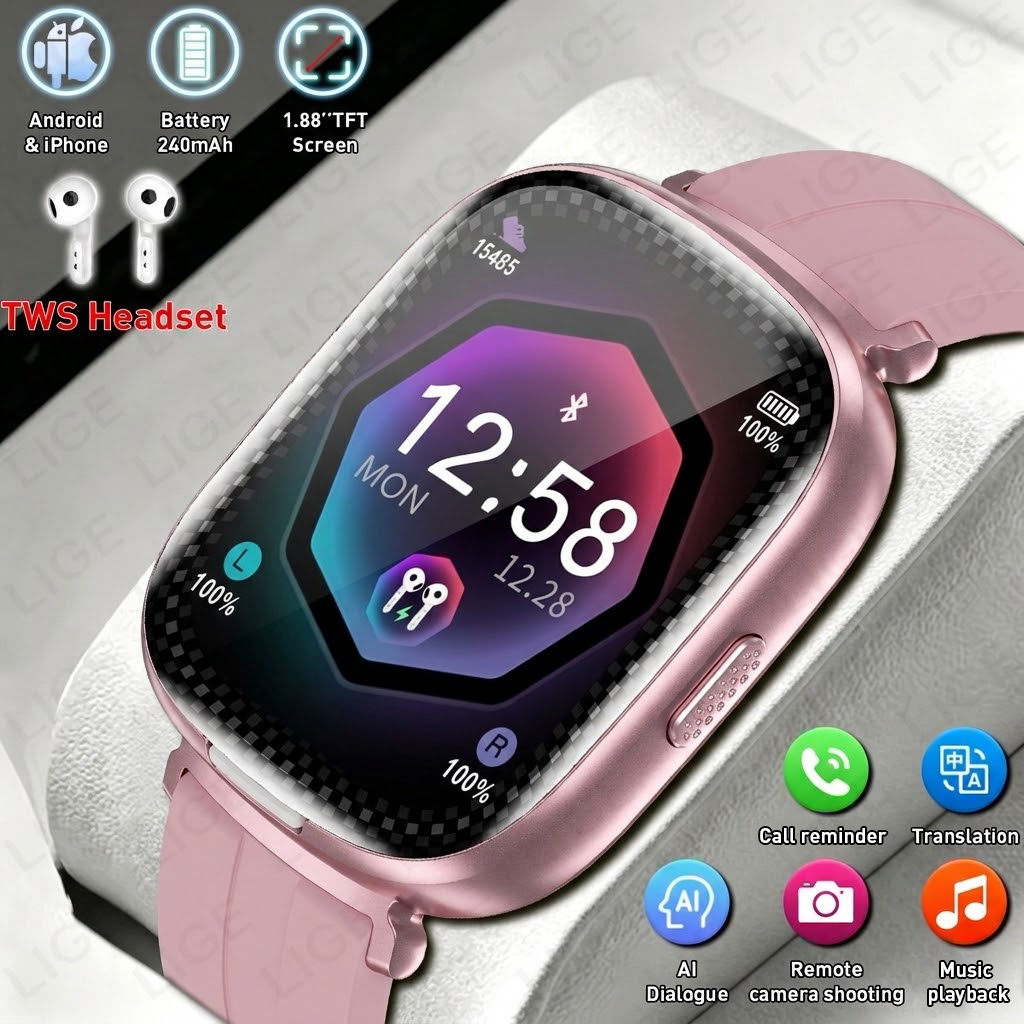 Smartwatch Headset - LIGE, casque TWS 2 en 1